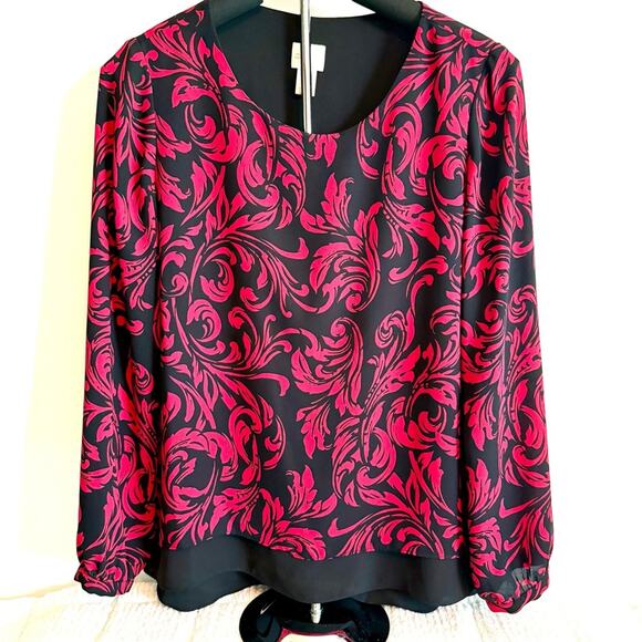 Chico's Tops - Chico's Womens Black and Red Long Sleeve Blouse Small Business Career